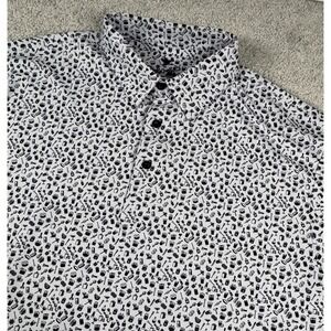 Birdie Threads Polo Shirt Mens M White Cocktail Barware Print Golf Performance